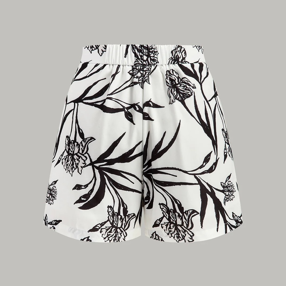 Commense Black and White Floral Women Shorts - Picture 7 of 9
